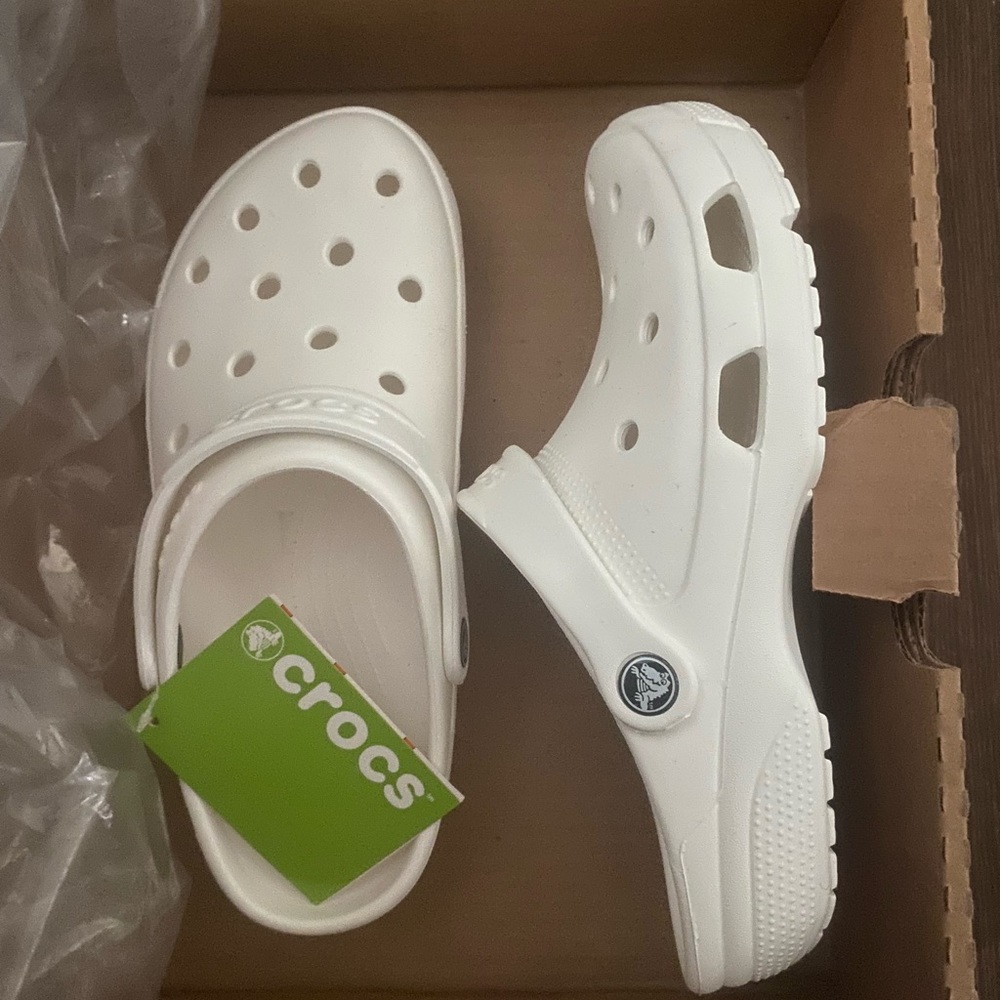 Brand new boxed white Crocs size 10